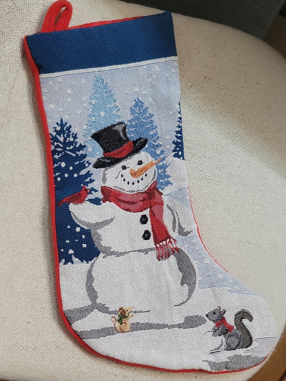 Bronner's Snowman Woodland Friends Woven Tapestry Christmas Stocking